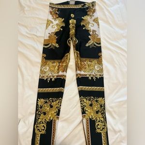 Versace Black Medusa Renaissance Print Leggings worn twice